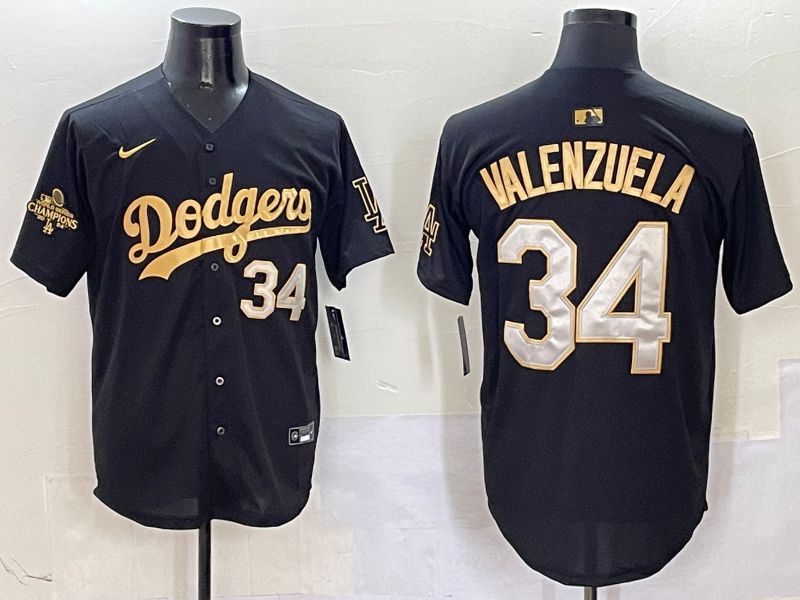 Men Los Angeles Dodgers #34 Valenzuela Black Game Nike 2025 MLB Jersey style 5041->new york yankees->MLB Jersey